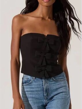 Astr the label bow corset crop top